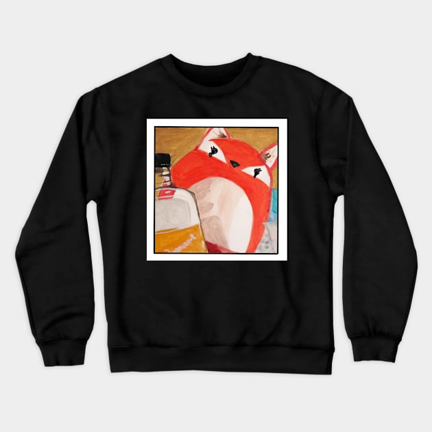 Drunk Fox Selfie-Close Up Crewneck Sweatshirt by BlazerDesigns